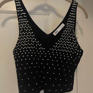 Zara Black Studded Crop Top